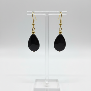 Nauraad Black Teardrop Earrings for Women – Gold Plated Simple Waterdrop Dangle Hooks – Lightweight Minimalist Jewelry for Office, College & Daily Wear